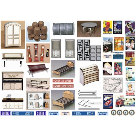 Om CP TWO BAYS RAILWAY STATION SET of FURNITURES.